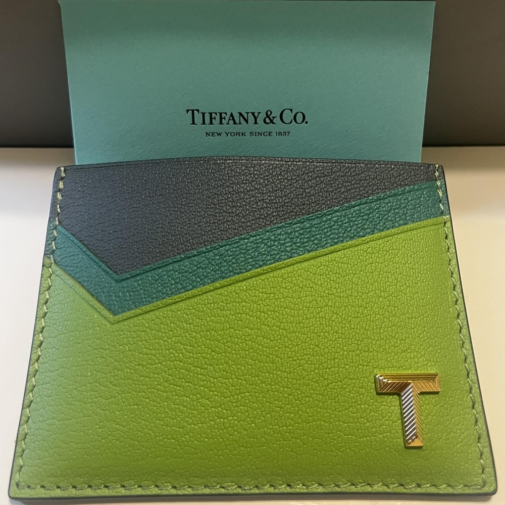 Tiffany & Co. Tri-color Green Leather Card Holder
